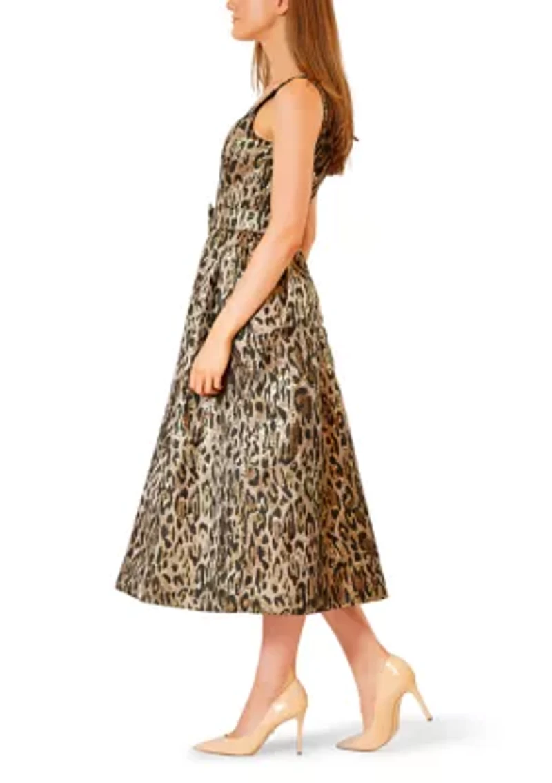 Women's Sleeveless Animal Print Midi Dress