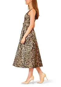 Women's Sleeveless Animal Print Midi Dress