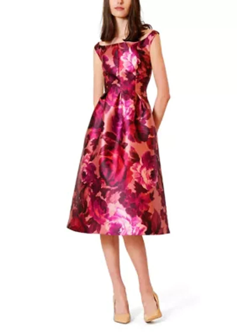Women's Off the Shoulder Printed Twill Short Dress