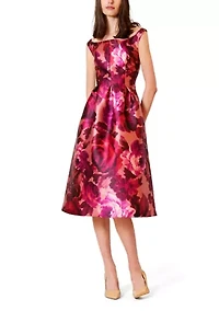 Women's Off the Shoulder Printed Twill Short Dress