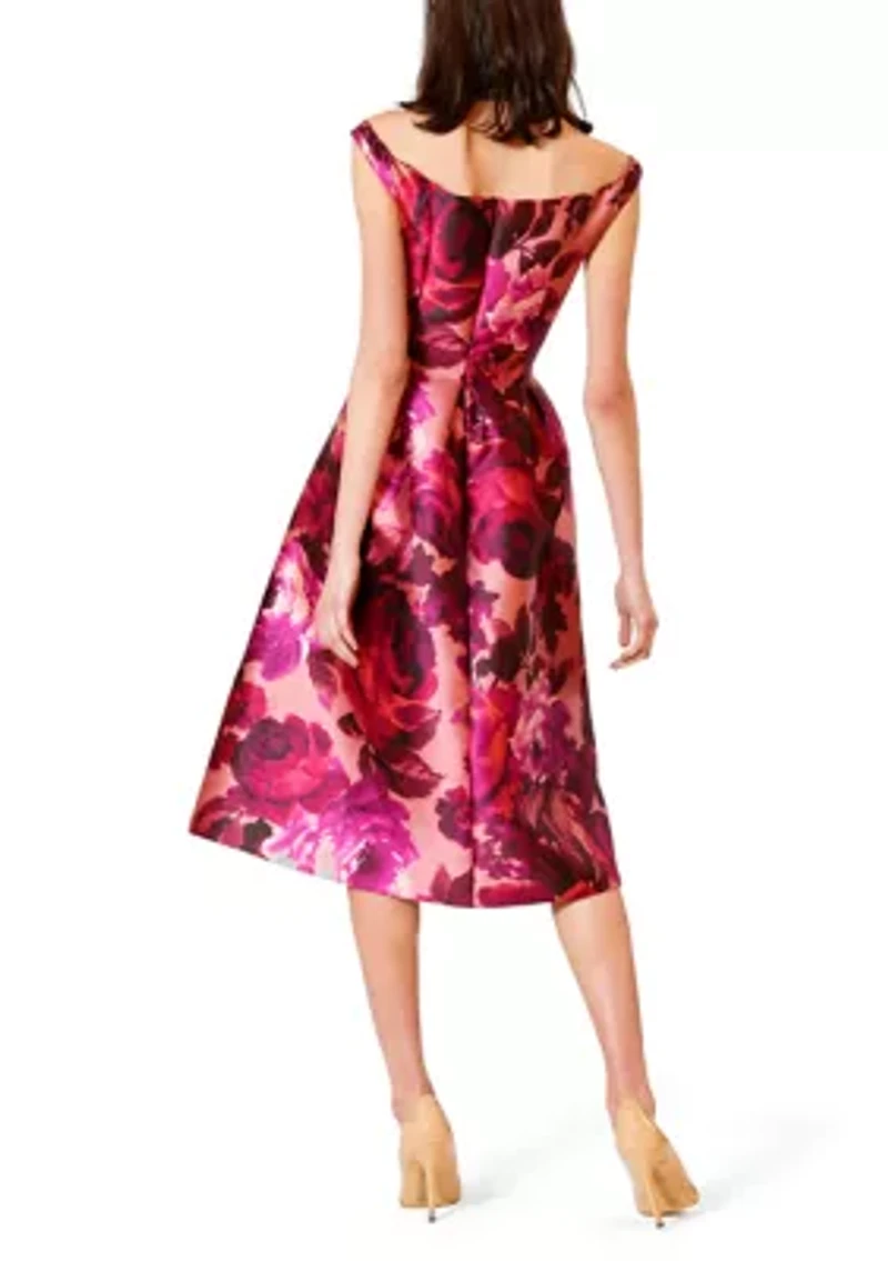 Women's Off the Shoulder Printed Twill Short Dress