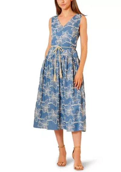 Women's Sleeveless Embroidered Midi Dress