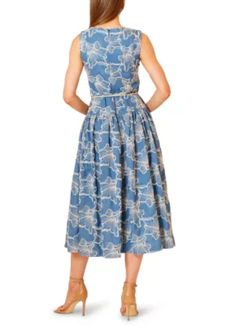 Women's Sleeveless Embroidered Midi Dress