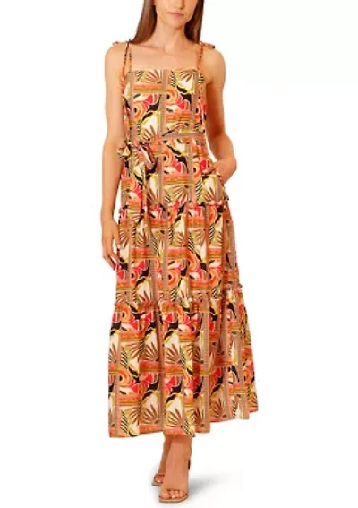Women's Sleeveless Tropical Midi Dress