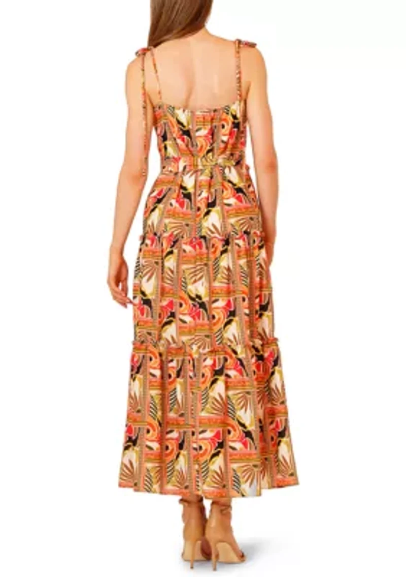 Women's Sleeveless Tropical Midi Dress