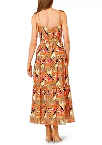 Women's Sleeveless Tropical Midi Dress