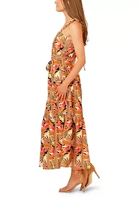 Women's Sleeveless Tropical Midi Dress