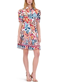 Women's Short Sleeve Printed Shirtdress