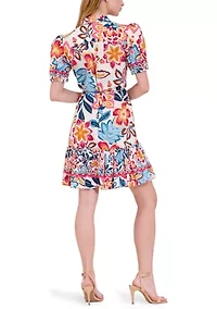 Women's Short Sleeve Printed Shirtdress