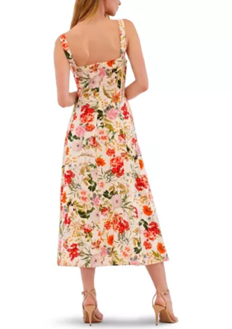 Women's Sleeveless Floral Midi Dress