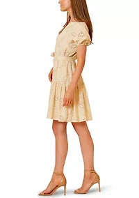 Women's Short Sleeve Printed Cotton Shirt Dress