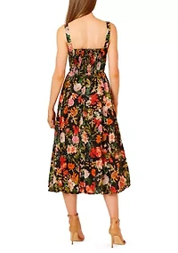 Women's Sleeveless Floral Printed Midi Dress