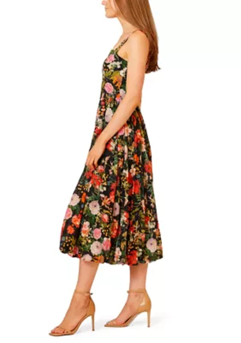 Women's Sleeveless Floral Printed Midi Dress