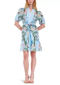 Women's Short Sleeve Printed Shirtdress