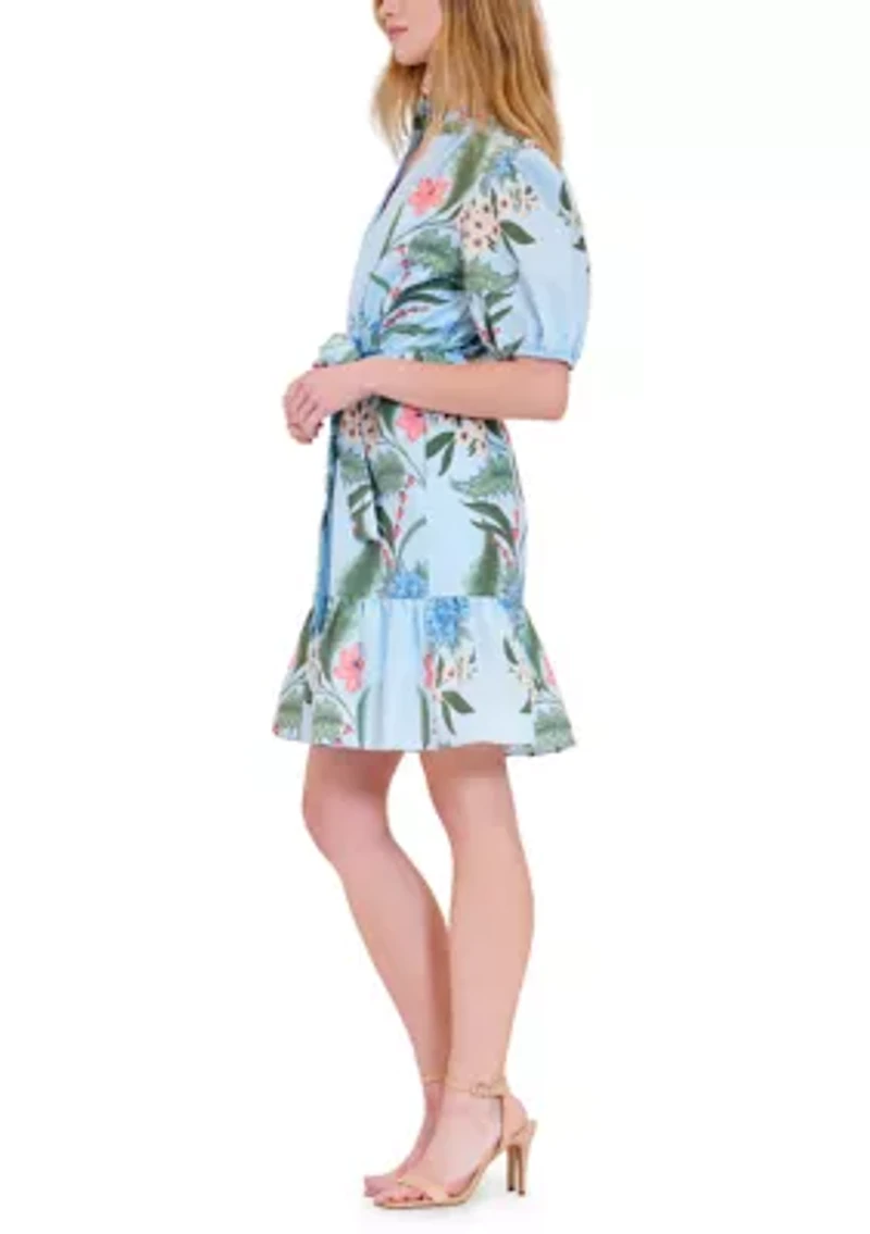 Women's Short Sleeve Printed Shirtdress