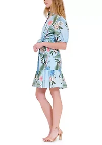 Women's Short Sleeve Printed Shirtdress