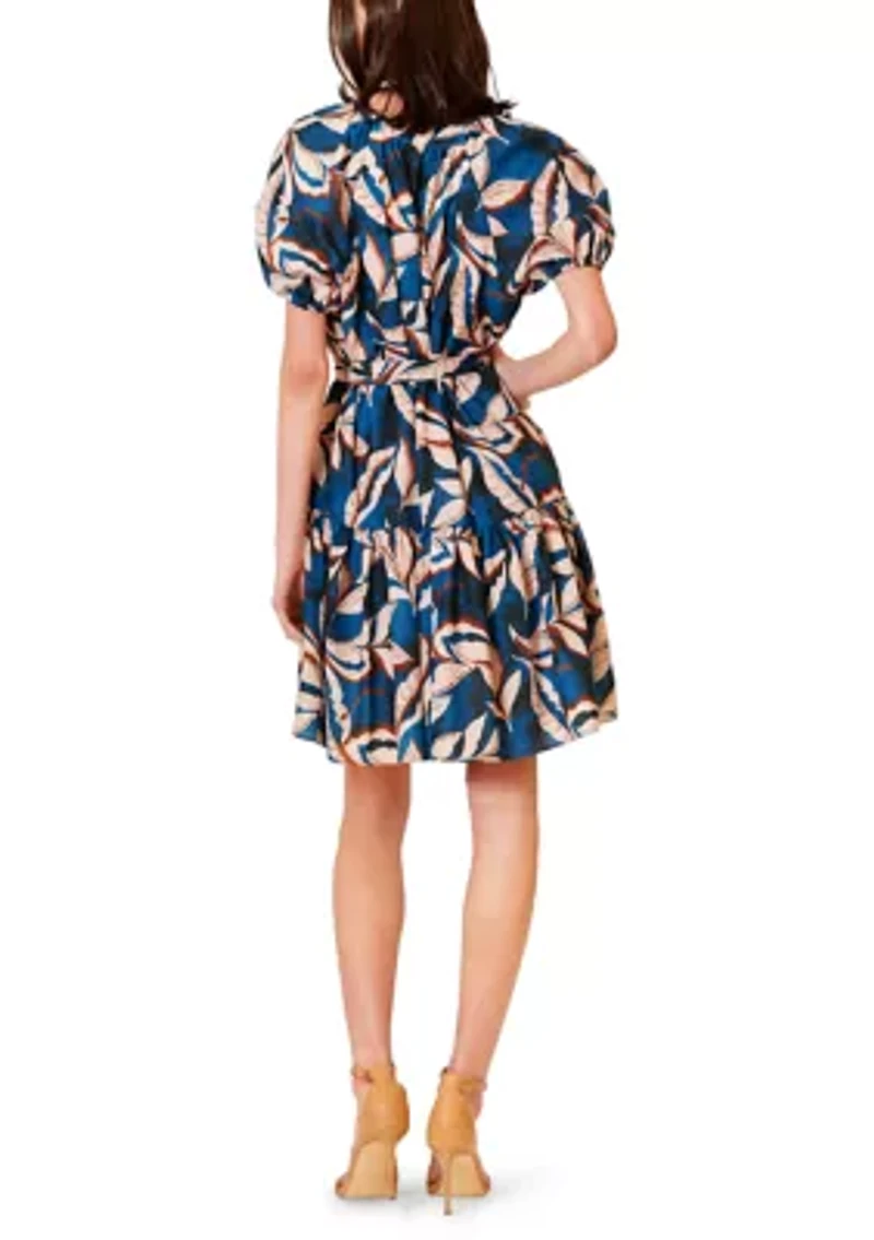 Women's Short Sleeve Printed Mini Shirtdress