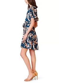 Women's Short Sleeve Printed Mini Shirtdress