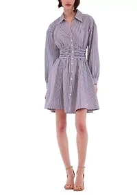 Women's Long Sleeve Button Down Printed Mini Dress