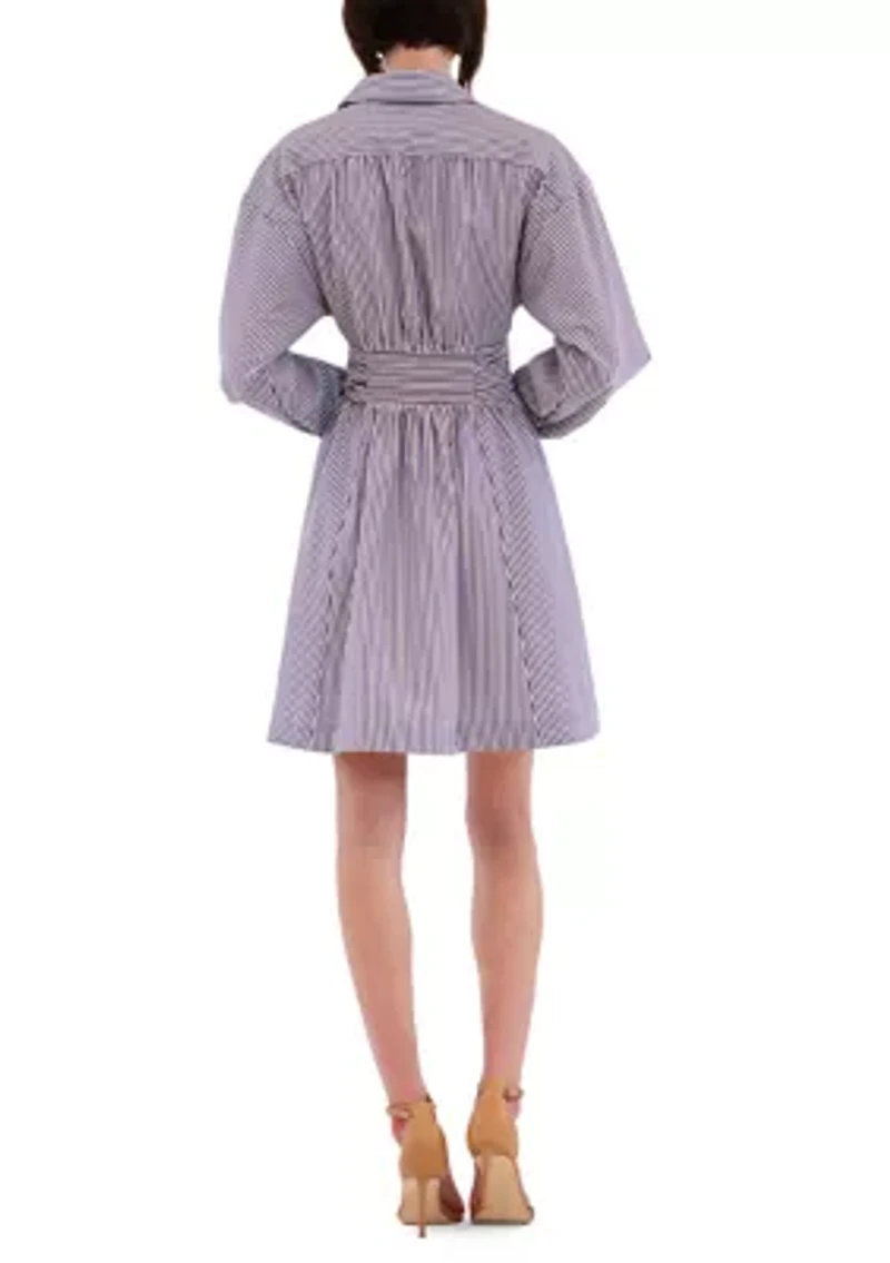 Women's Long Sleeve Button Down Printed Mini Dress