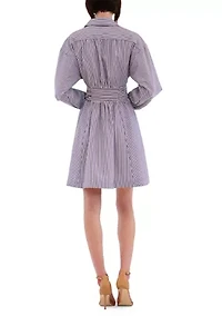 Women's Long Sleeve Button Down Printed Mini Dress
