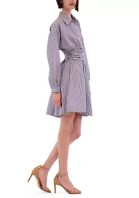 Women's Long Sleeve Button Down Printed Mini Dress