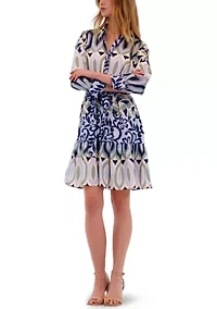 Women's Long Sleeve Crepe A-Line Dress