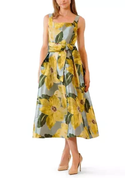 Women's Sleeveless Tie Waist Midi Dress