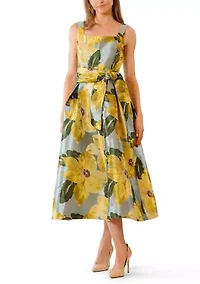 Women's Sleeveless Tie Waist Midi Dress