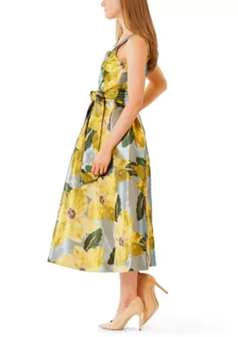 Women's Sleeveless Tie Waist Midi Dress