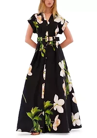 Women's Belted Floral Shirtdress