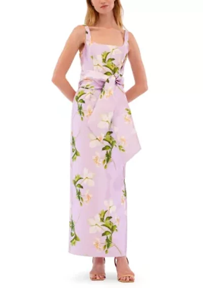 Women's Sleeveless Floral Tie Waist Dress