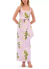 Women's Sleeveless Floral Tie Waist Dress
