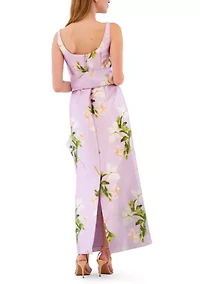 Women's Sleeveless Floral Tie Waist Dress