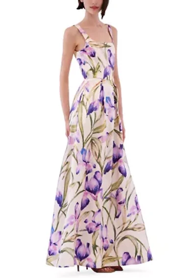 Women's Sleeveless Square Neck Floral A-Line Maxi Dress
