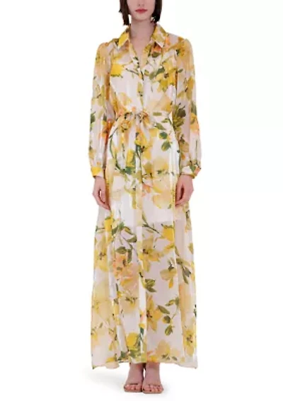 Women's Long Sleeve Floral Shirtdress