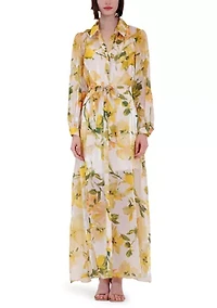 Women's Long Sleeve Floral Shirtdress