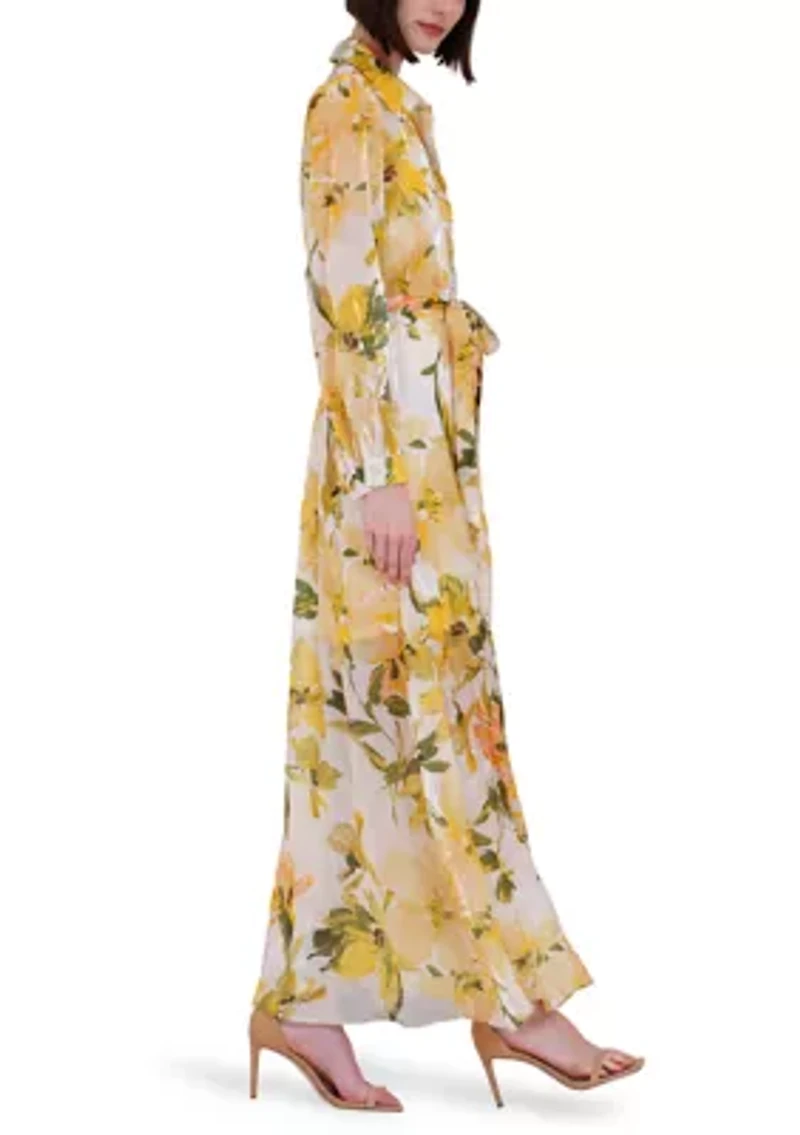 Women's Long Sleeve Floral Shirtdress