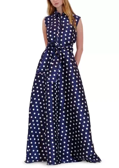 Women's Sleeveless Polka Dot Maxi Dress