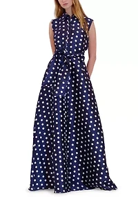 Women's Sleeveless Polka Dot Maxi Dress