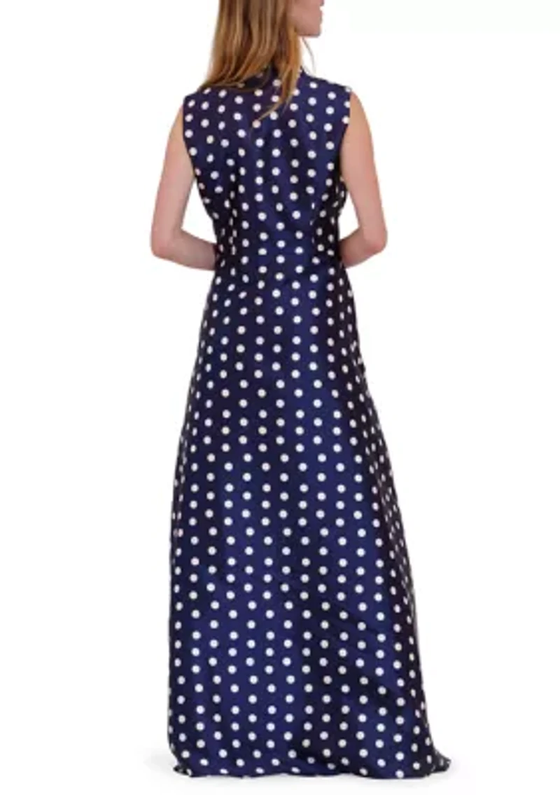 Women's Sleeveless Polka Dot Maxi Dress