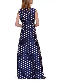 Women's Sleeveless Polka Dot Maxi Dress