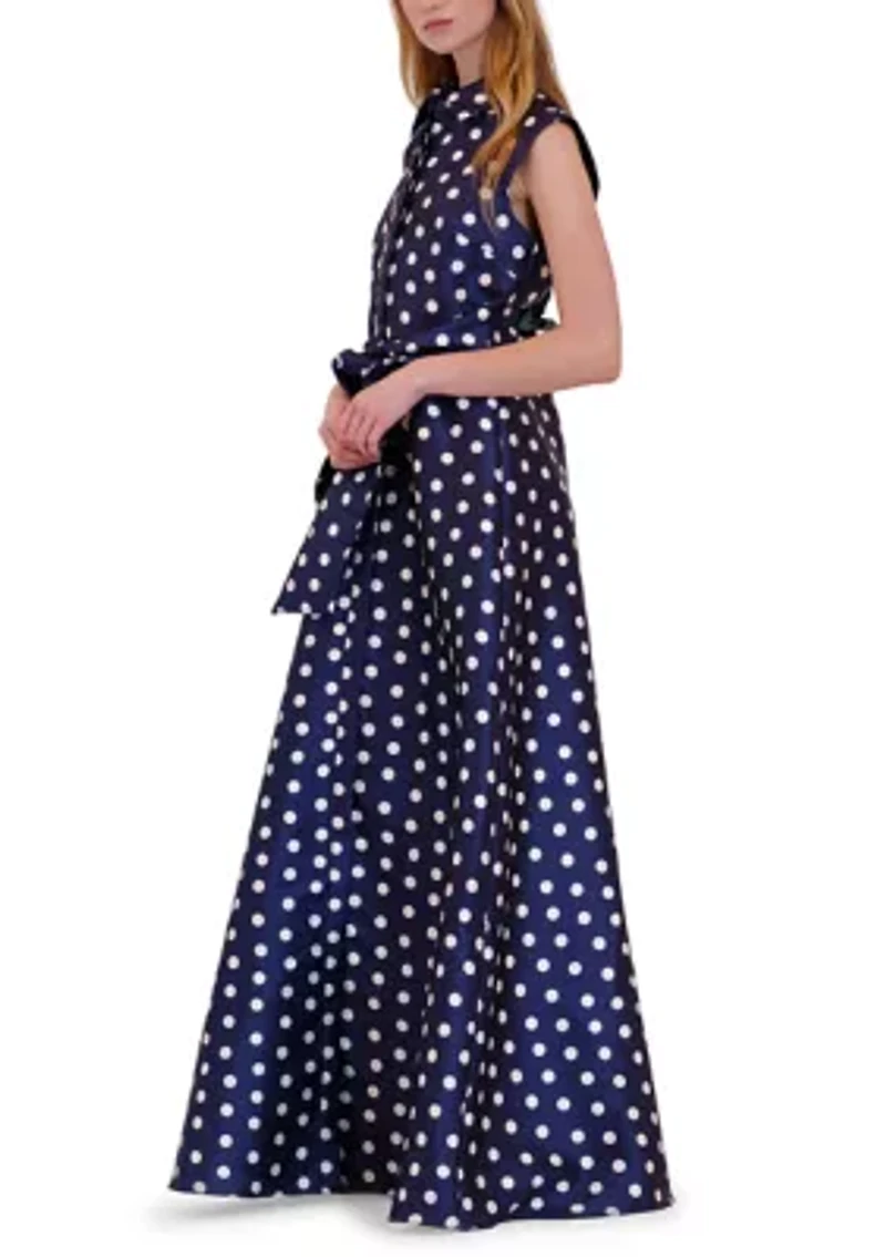 Women's Sleeveless Polka Dot Maxi Dress