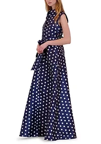 Women's Sleeveless Polka Dot Maxi Dress