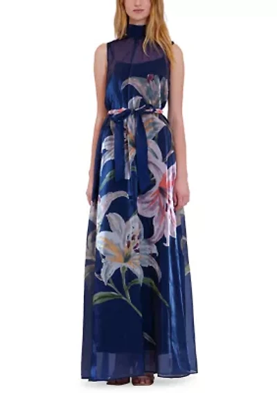 Women's Sleeveless Mock Neck Printed Dress