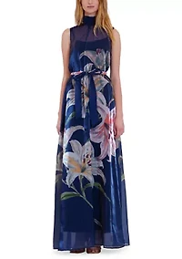 Women's Sleeveless Mock Neck Printed Dress