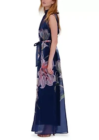 Women's Sleeveless Mock Neck Printed Dress