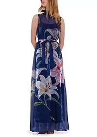 Women's Sleeveless Mock Neck Printed Dress