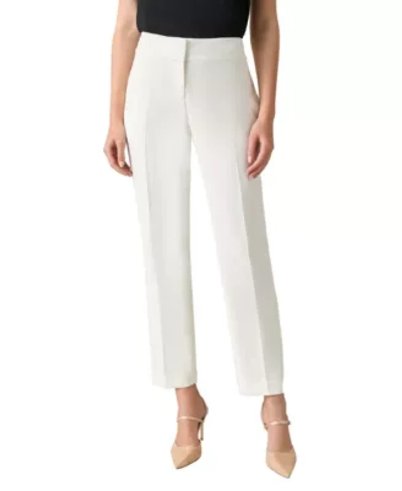 Women's Stretch Crepe Fly Front Slim Pant