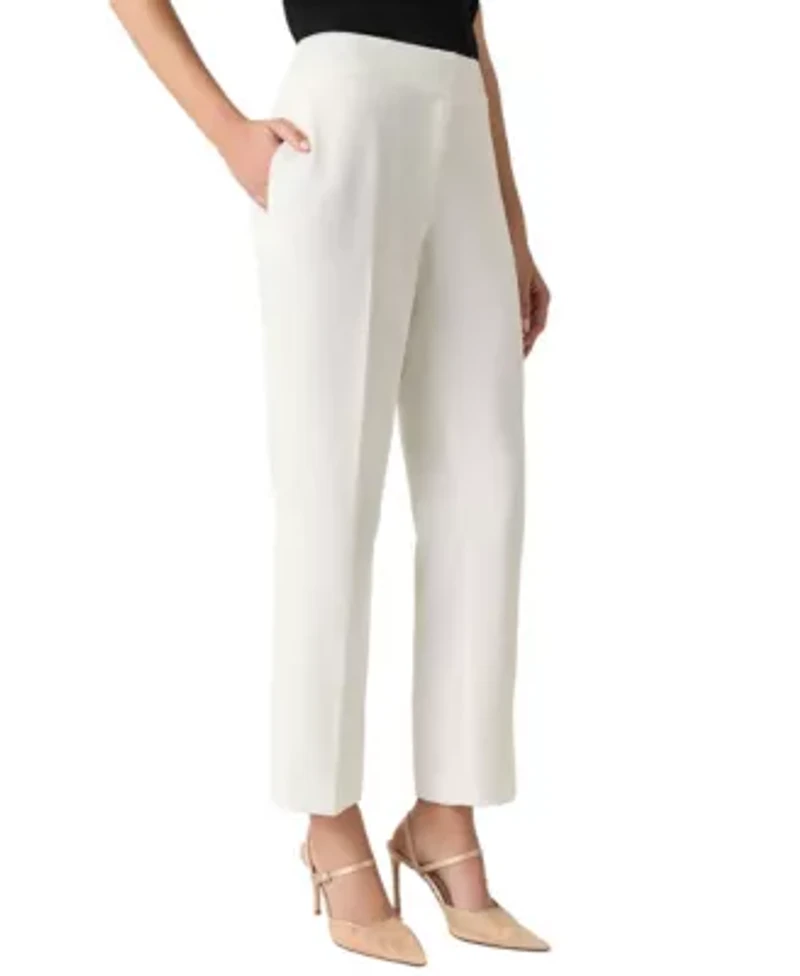 Women's Stretch Crepe Fly Front Slim Pant